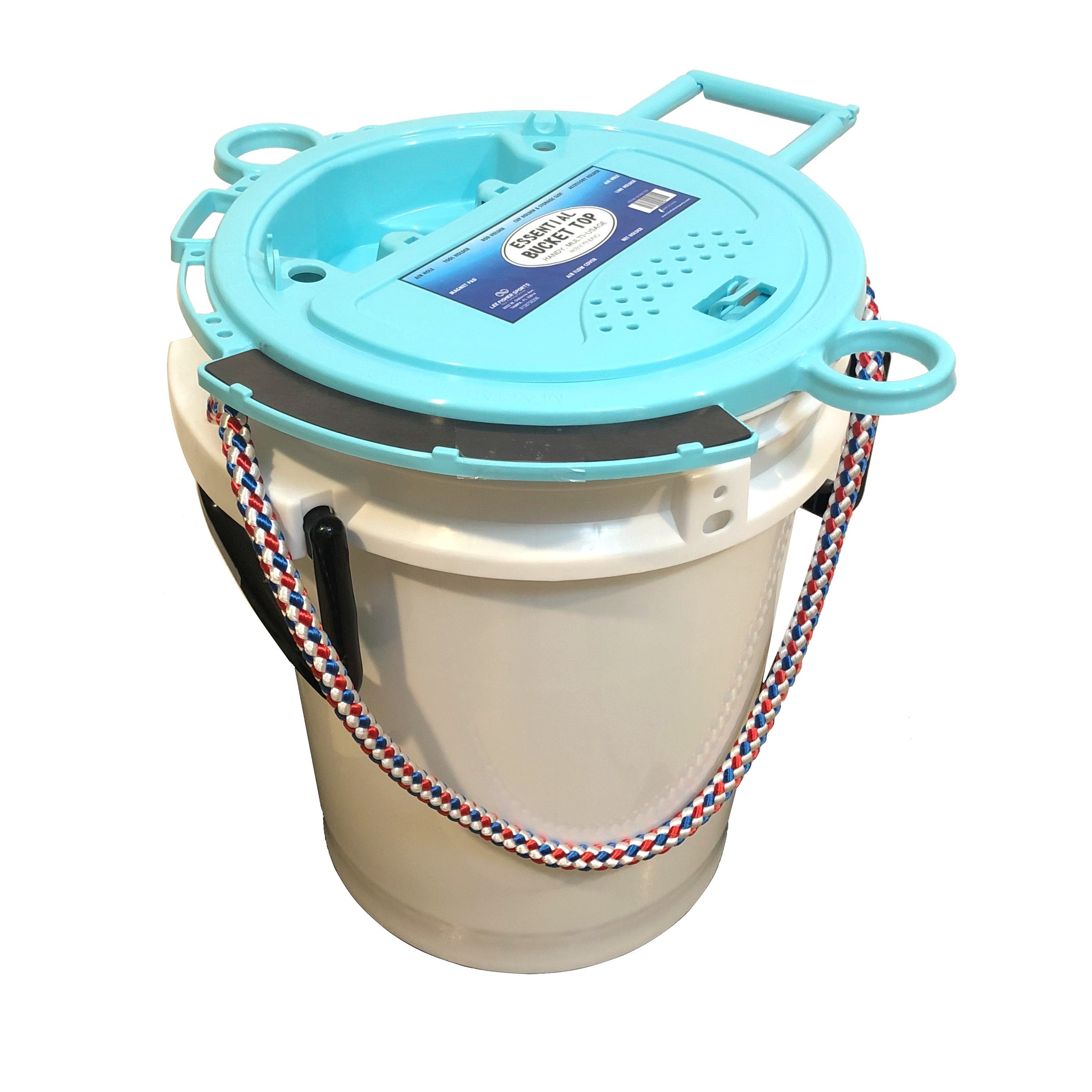 iSmart Bucket - 5 Gallon Rope Handle Bucket with Lid, Aqua Blue