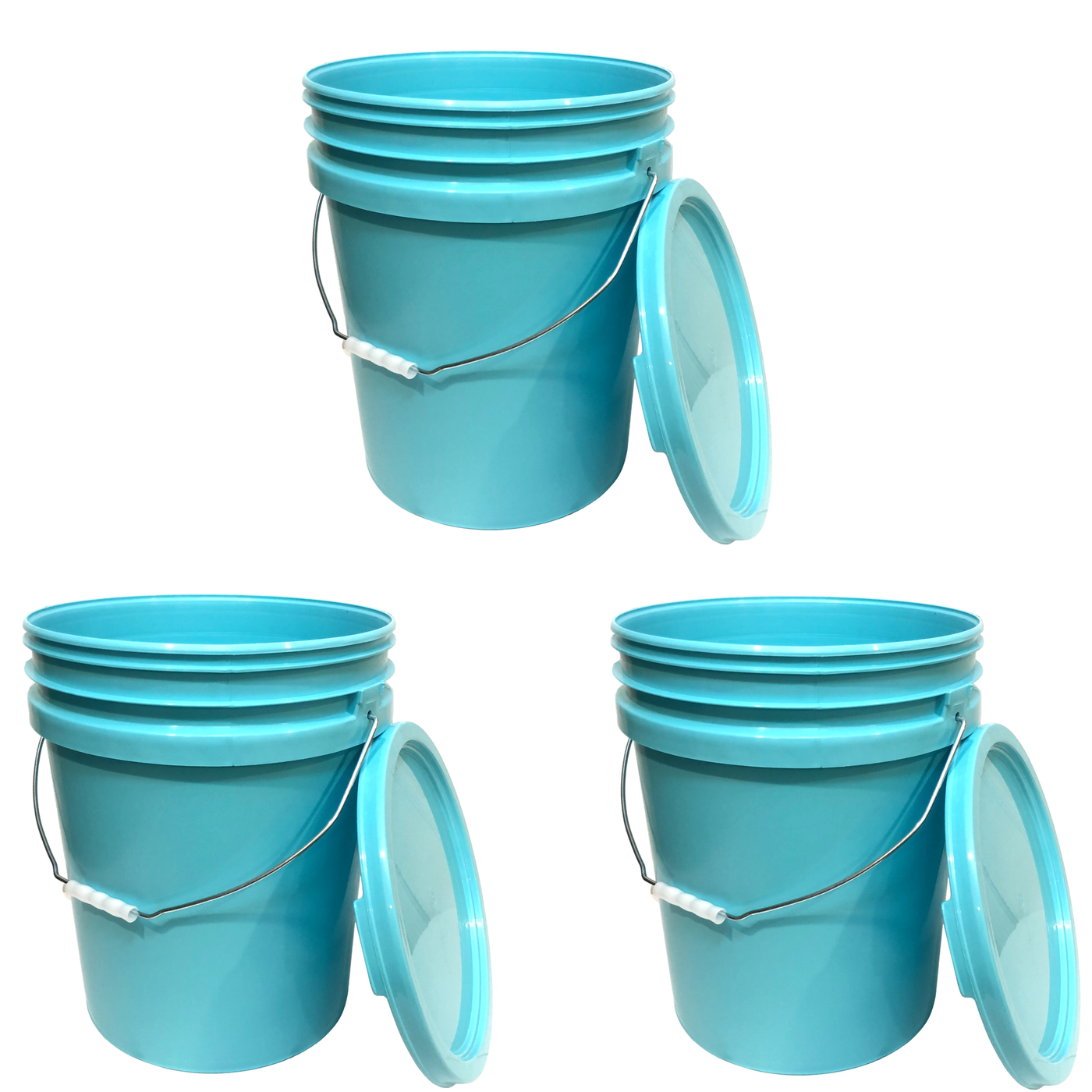 5 Gallon Bucket Metal handle with lid, Aqua Blue Color