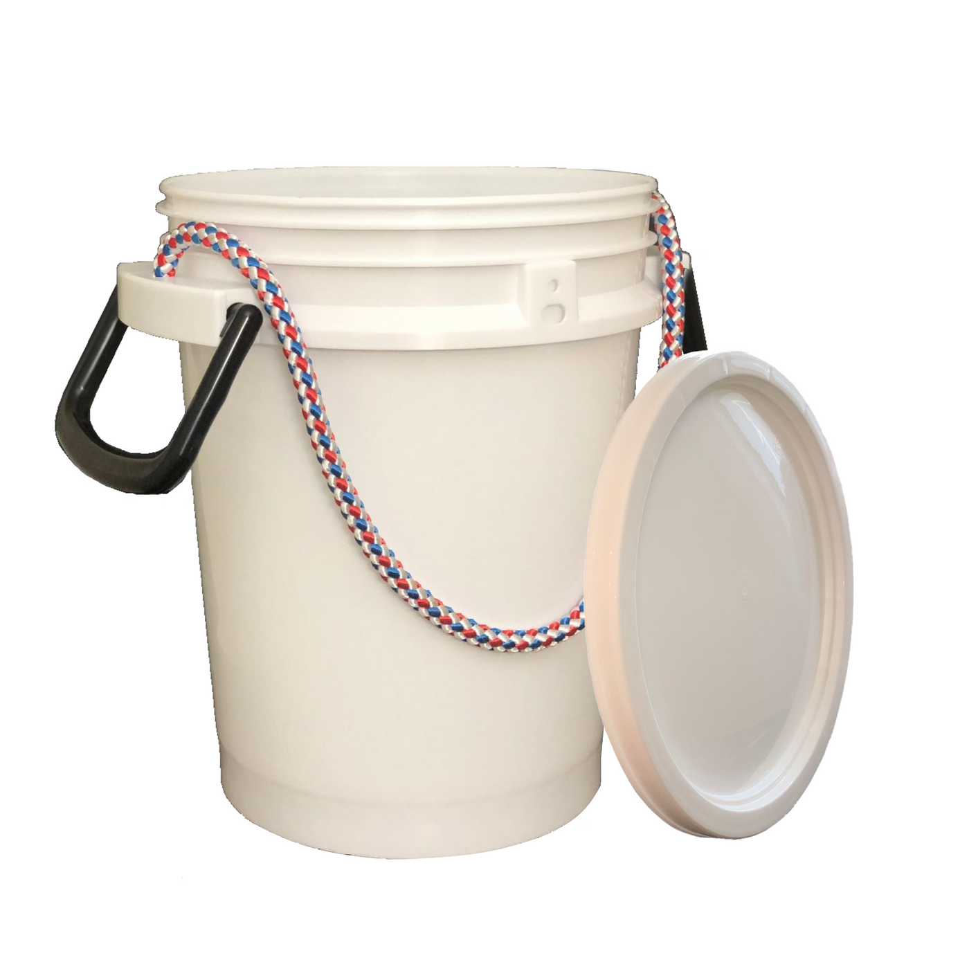 ISmart Bucket - 5 Gallon Rope Handle Bucket with Lid, White Color