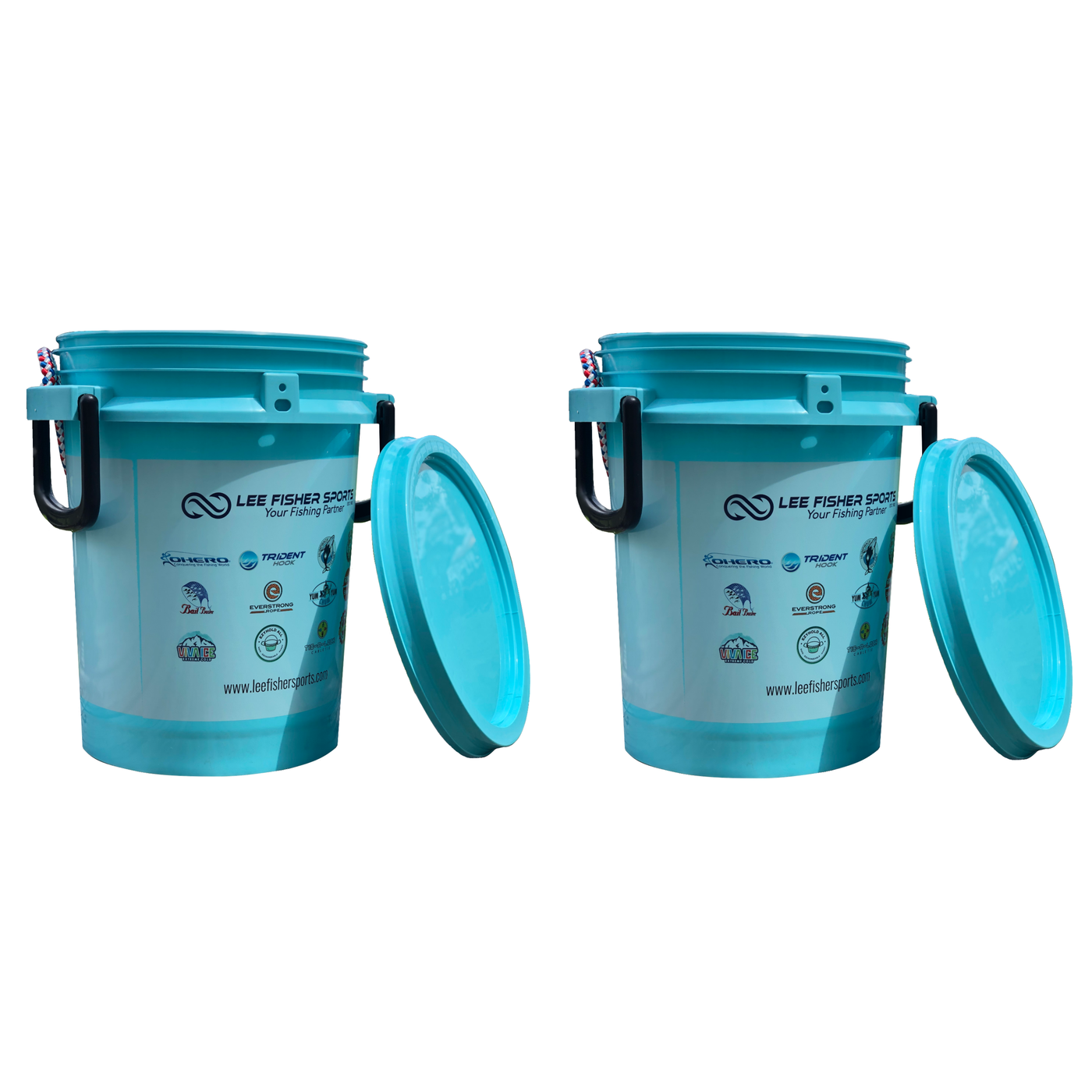 ISmart Bucket - 5 Gallon Rope Handle Bucket with Lid, Printed Lee Fisher Sports Logo