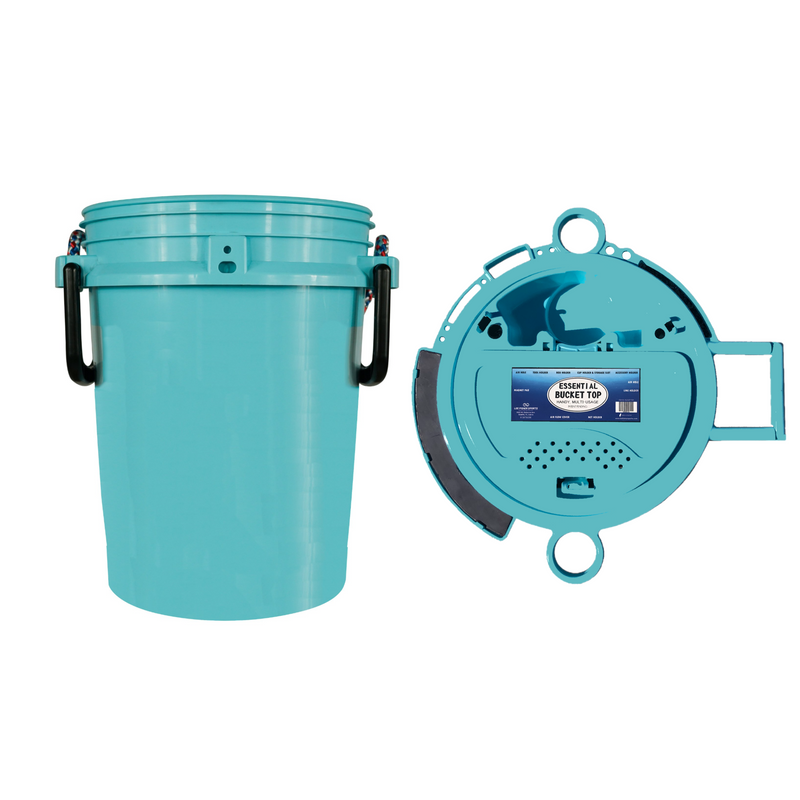 iSmart Bucket - 5 Gallon Rope Handle Bucket with Lid, Aqua Blue