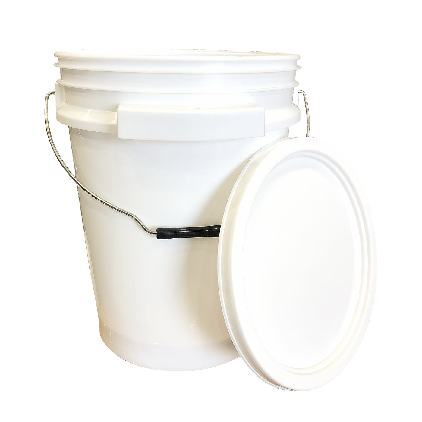 ISmart Bucket - 5 Gallon Metal Handle Bucket with Lid, White Color